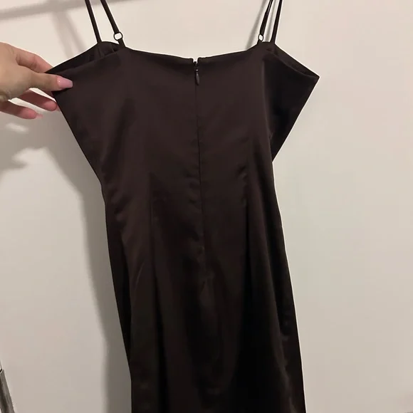 Sunday Best Chocolate Brown Satin Cami Dress - Picture 6 of 8